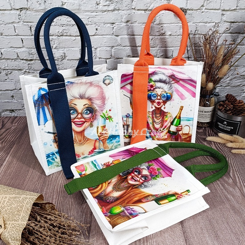 台灣現貨 小麥手作舖︱飄帶帆布包-方型︱蝶古巴特 拼貼 帆布袋 環保袋 胚布包 空白帆布袋 時尚方形袋 拼貼帆布袋-細節圖3