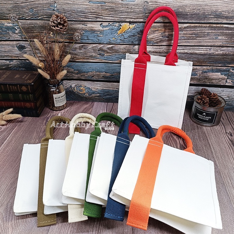 台灣現貨 小麥手作舖︱飄帶帆布包-方型︱蝶古巴特 拼貼 帆布袋 環保袋 胚布包 空白帆布袋 時尚方形袋 拼貼帆布袋-細節圖6