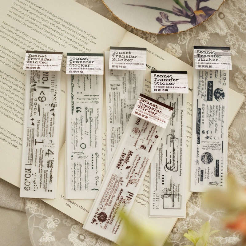 台灣現貨 小麥手作舖︱十四行詩-PVC轉印貼紙︱手帳 DIY 英文字 復古 拼貼 裝飾 手帳貼紙 裝飾貼紙 拼貼好物-細節圖7