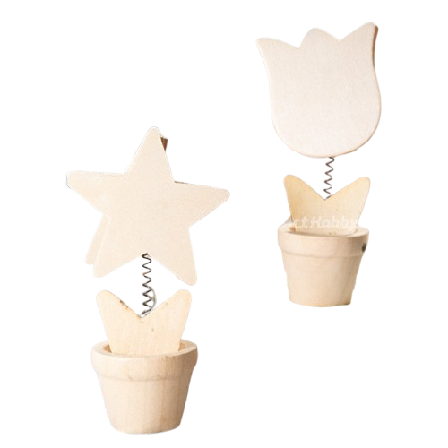 台灣現貨 小麥手作舖︱小盆栽=留言板夾/名片夾︱小木器 木夾 名片夾 留言夾 蝶古巴特 拼貼 彩繪 素胚 原胚 DIY-細節圖2