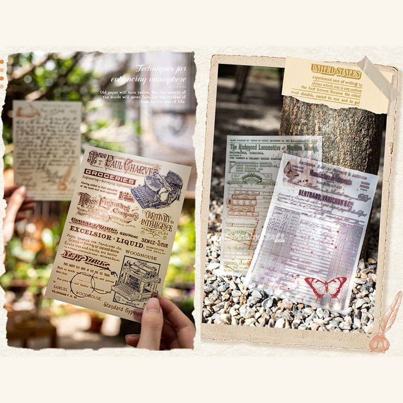 台灣現貨 小麥手作舖︱歲月筆記-PVC轉印貼紙︱復古 手稿 主題 轉印貼 打字機 詩篇 復古手稿 轉印貼紙 筆記素材-細節圖8