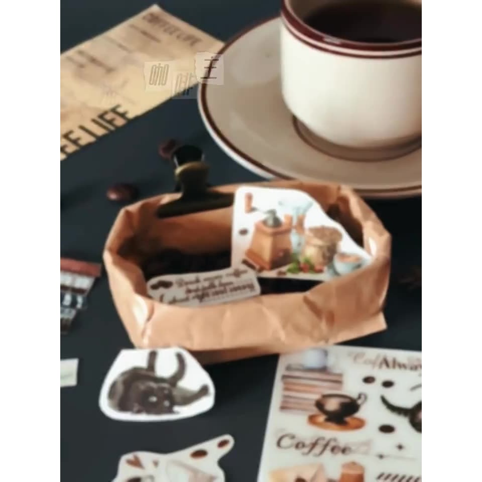 台灣現貨 小麥手作舖︱喝咖啡的貓咪-PVC轉印貼紙︱貓咪 咖啡 主題 手帳 素材貼紙 咖啡主題 咖啡控拼貼 可愛風格轉印-細節圖9