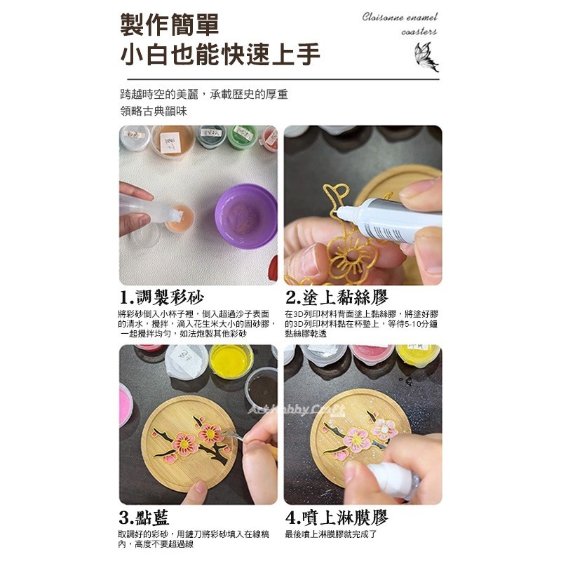 台灣現貨 小麥手作舖∣免掐絲琺瑯杯墊/福袋∣ 吊飾 非遺手工diy材料包 新手 入門活動 DIY材料包 手作材料包-細節圖4