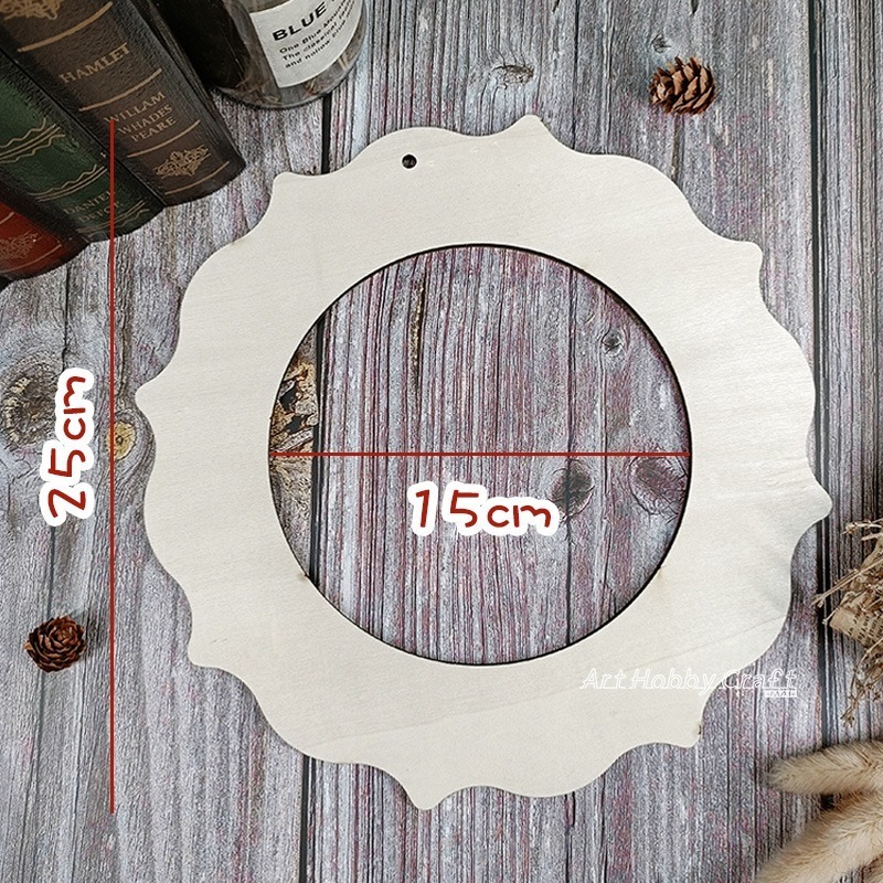 木質花圈-25cm∣聖誕花圈 花邊木圈 蝶古巴特 彩繪拼貼 DIY木胚 素胚 手作材料 原胚 蝶古巴特 拼貼∣小麥手作舖-細節圖3