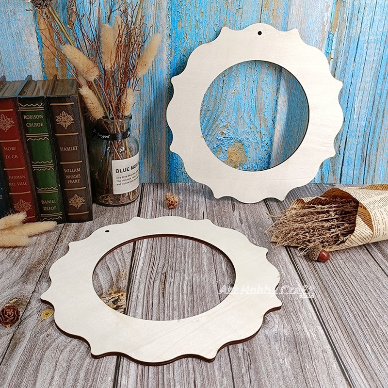 木質花圈-25cm∣聖誕花圈 花邊木圈 蝶古巴特 彩繪拼貼 DIY木胚 素胚 手作材料 原胚 蝶古巴特 拼貼∣小麥手作舖-細節圖4