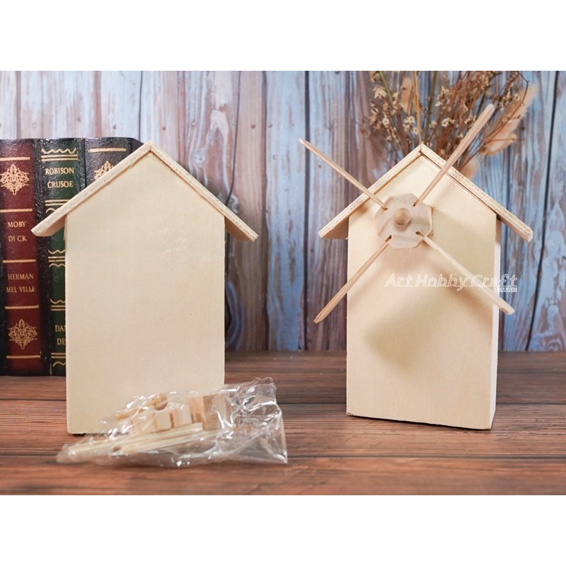 木質風車存錢筒︱DIY手作風車房子 木質白坯 彩泥黏土 雪花泥拼貼 兒童親子創意工藝 木器 素胚 原胚︱小麥手作舖-細節圖7