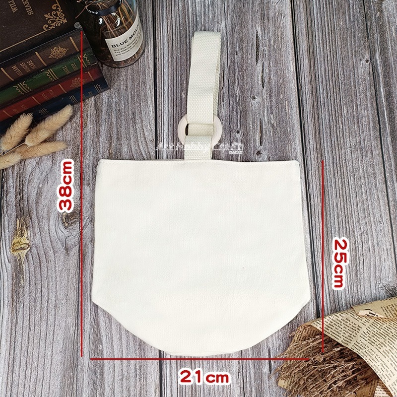 帆布扣環手提包︱大容量水桶包 空白提袋 DIY手提袋 簡約布袋 帆布袋 蝶古巴特 拼貼 彩繪胚布包 DIY ∣小麥手作舖-細節圖3