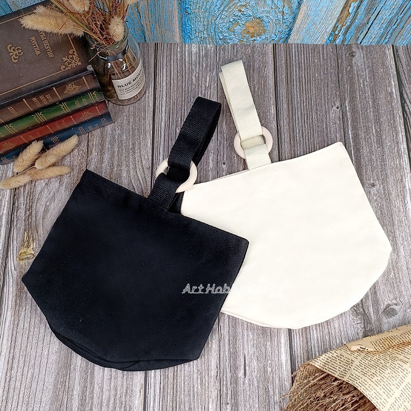 帆布扣環手提包︱大容量水桶包 空白提袋 DIY手提袋 簡約布袋 帆布袋 蝶古巴特 拼貼 彩繪胚布包 DIY ∣小麥手作舖-細節圖6