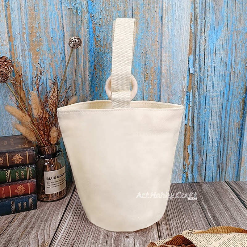 帆布扣環手提包︱大容量水桶包 空白提袋 DIY手提袋 簡約布袋 帆布袋 蝶古巴特 拼貼 彩繪胚布包 DIY ∣小麥手作舖-細節圖7