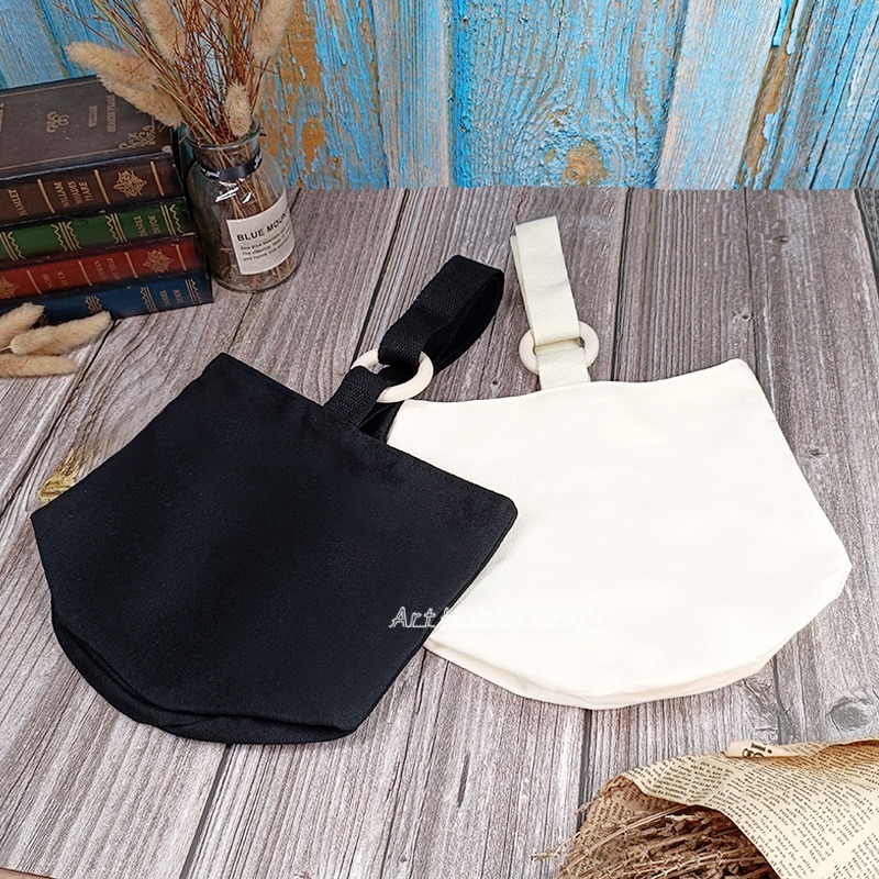 帆布扣環手提包︱大容量水桶包 空白提袋 DIY手提袋 簡約布袋 帆布袋 蝶古巴特 拼貼 彩繪胚布包 DIY ∣小麥手作舖-細節圖9