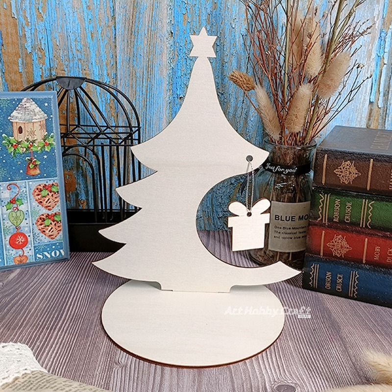 冬日禮樹黏土板︱聖誕樹木質素胚 DIY黏土木器 雪花泥木胚 白胚 DIY材料 蝶古巴特 拼貼 彩繪∣小麥手作舖-細節圖6