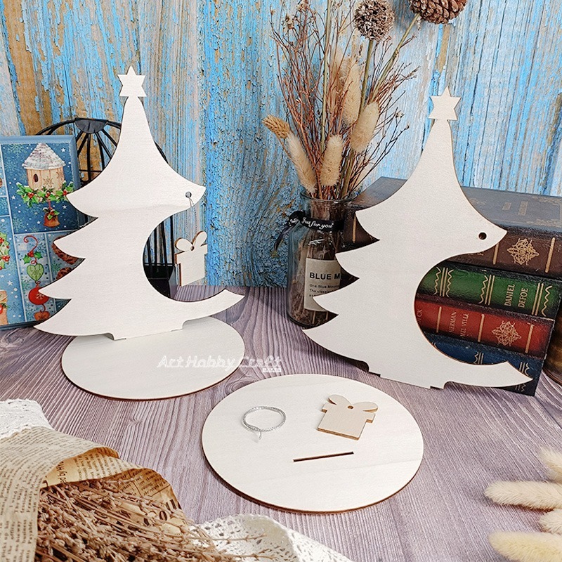 冬日禮樹黏土板︱聖誕樹木質素胚 DIY黏土木器 雪花泥木胚 白胚 DIY材料 蝶古巴特 拼貼 彩繪∣小麥手作舖-細節圖8