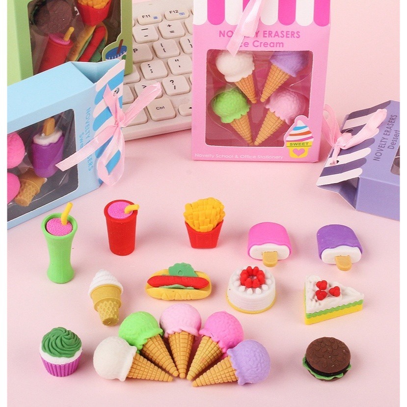 甜品蛋糕橡皮擦套裝∣台灣現貨 太空人像皮擦 兒童小禮品 創意 可愛 蛋糕禮盒 鉛筆擦組︱小麥手作舖-細節圖8