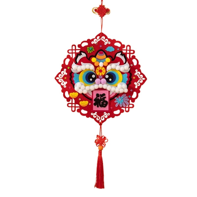 新年不織布醒獅材料包-大款︱手作 元旦 掛飾 春節 兒童製作 DIY材料包 手作材料包 兒童手作 安親班∣小麥手作舖-細節圖2