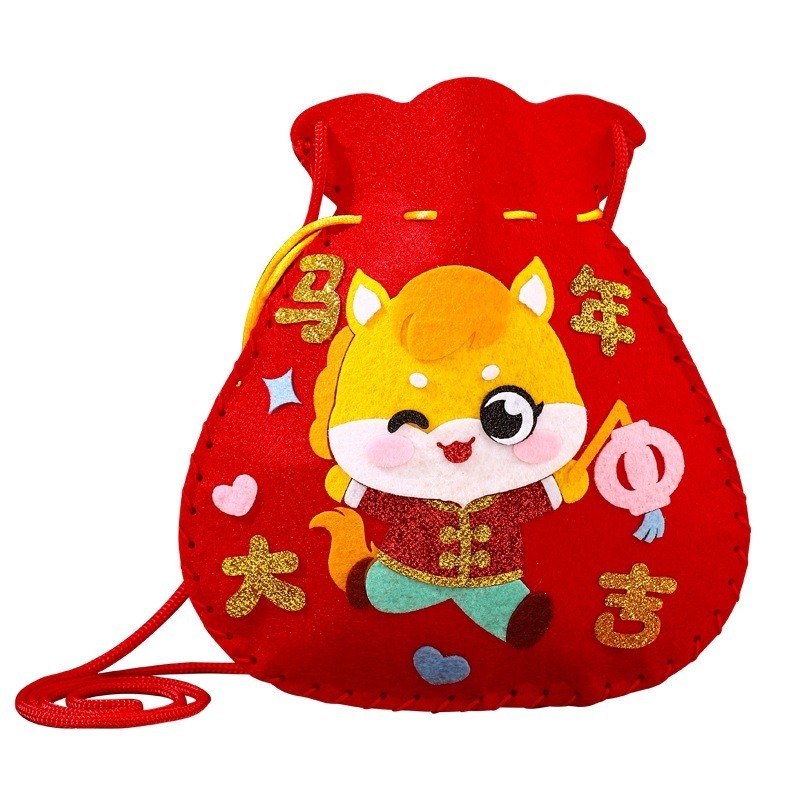 不織布DIY新年福袋︱馬年福袋 春節DIY材料包 不織布粘貼畫背包 手工福袋 親子手作 兒童手作 DIY材料︱小麥手作舖-細節圖2