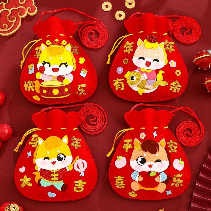 不織布DIY新年福袋︱馬年福袋 春節DIY材料包 不織布粘貼畫背包 手工福袋 親子手作 兒童手作 DIY材料︱小麥手作舖-細節圖6