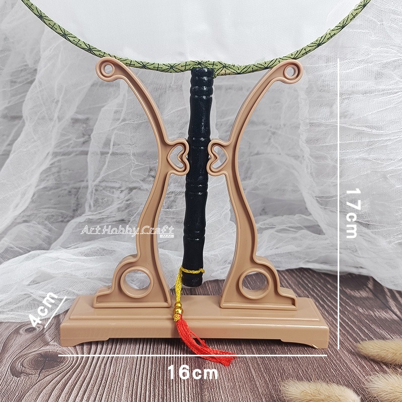 仿木塑料扇架 中文字漂漆扇 漂漆水拓空白扇 迷你Q版漂漆扇水拓扇 ︱非遺漆扇 DIY 空白團扇︱小麥手作舖-細節圖4