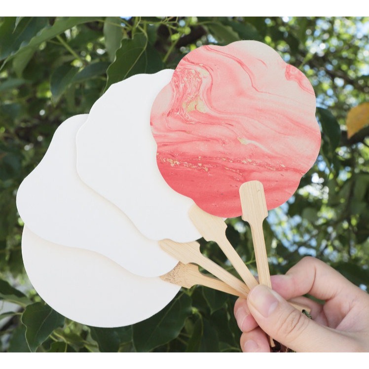 仿木塑料扇架 中文字漂漆扇 漂漆水拓空白扇 迷你Q版漂漆扇水拓扇 ︱非遺漆扇 DIY 空白團扇︱小麥手作舖-細節圖9