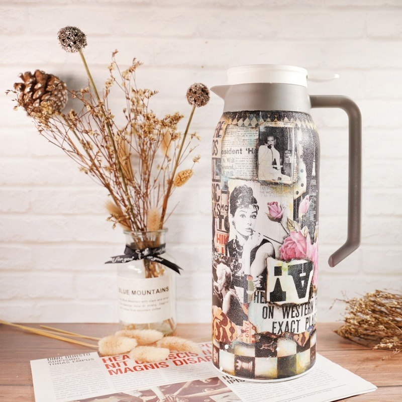 304不鏽鋼真空保溫壺︱保溫 保冷 保溫壺 咖啡壺 茶壺 飲料壺 蝶古巴特 拼貼 彩繪 DIY 美勞 手作︱小麥手作舖-細節圖3