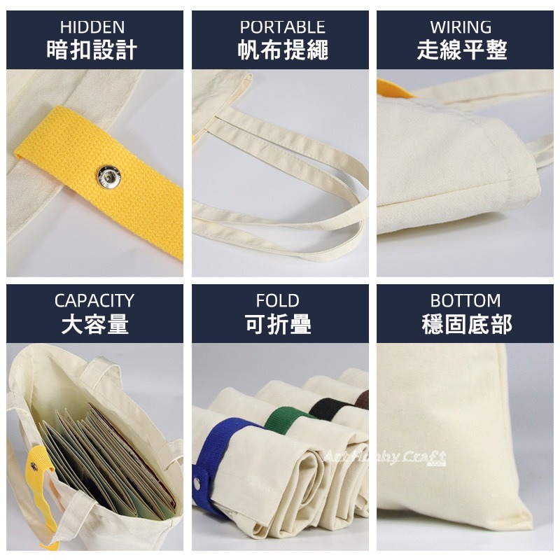 折疊帆布袋︱購物袋 收納袋 文創手繪包 空白拓染包 熱轉印單肩包 帆布袋 蝶古巴特 拼貼 彩繪胚布包 ∣小麥手作舖-細節圖6