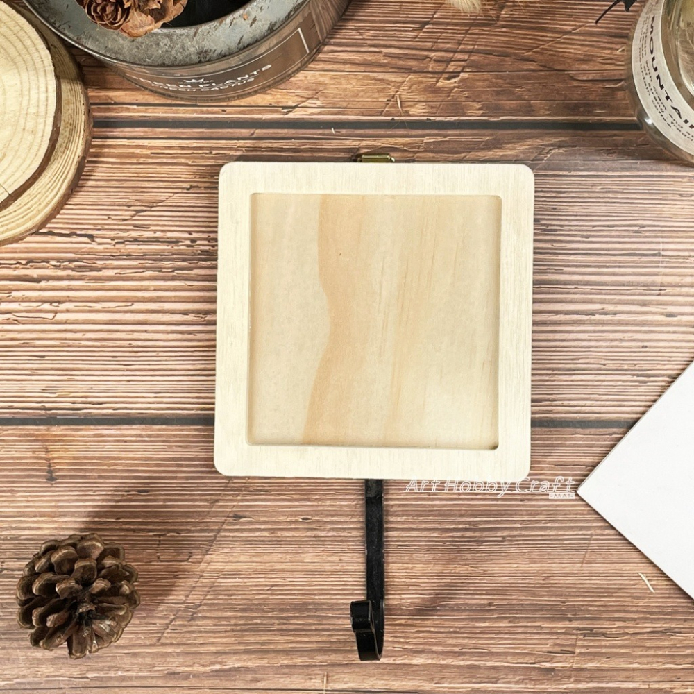 10公分方框加鐵掛勾 蝴蝶鐵掛勾∣MIT台灣製 黏土木器 雪花泥木胚 木質掛勾 鑰匙掛勾 蝶古巴特 拼貼木器∣小麥手作舖-細節圖7