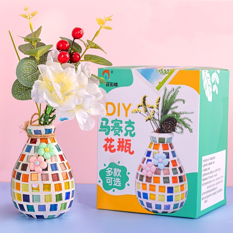 馬賽克花瓶材料包︱台灣現貨 DIY材料包 兒童親子 幼兒園 創意 粘貼 手工創意 馬賽克瓶子 親子手作 兒童︱小布點-細節圖5