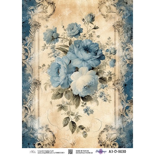 S-mai Art 專用紙 0030︱棉紙 專用紙 拼貼紙 藝術紙 蝶古巴特 Decoupage Paper︱小麥手作舖-規格圖1