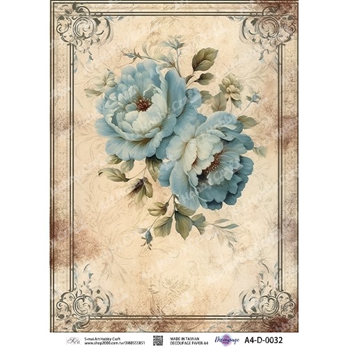 S-mai Art 專用紙 0032︱棉紙 專用紙 拼貼紙 藝術紙 蝶古巴特 Decoupage Paper︱小麥手作舖-規格圖1