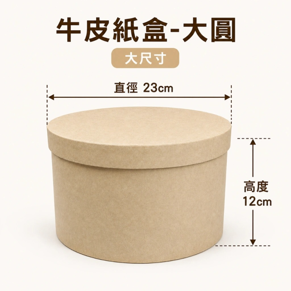 牛皮紙盒-圓型︱禮物盒 牛皮紙包裝盒 送禮禮盒 白胚 DIY素胚 蝶古巴特 拼貼︱小麥手作舖-細節圖11
