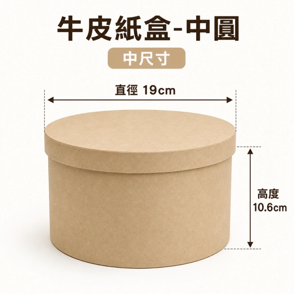 牛皮紙盒-圓型︱禮物盒 牛皮紙包裝盒 送禮禮盒 白胚 DIY素胚 蝶古巴特 拼貼︱小麥手作舖-規格圖11