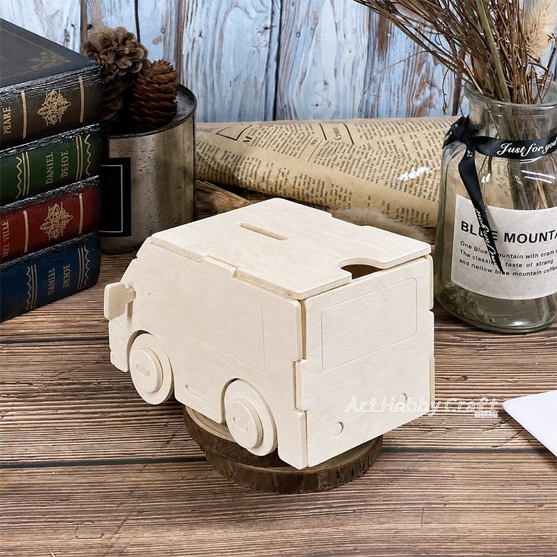 車車存錢置物盒︱存錢筒 木盒 置物盒 木盒DIY 汽車存錢筒︱小麥手作舖-細節圖10