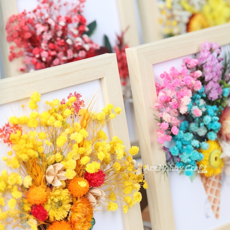 手工DIY乾燥花相框︱永生花裝飾 花材包 DIY手工立體裝飾 乾燥花相框 乾燥花吊框 手工DIY 立體相框︱小麥手作舖-細節圖6
