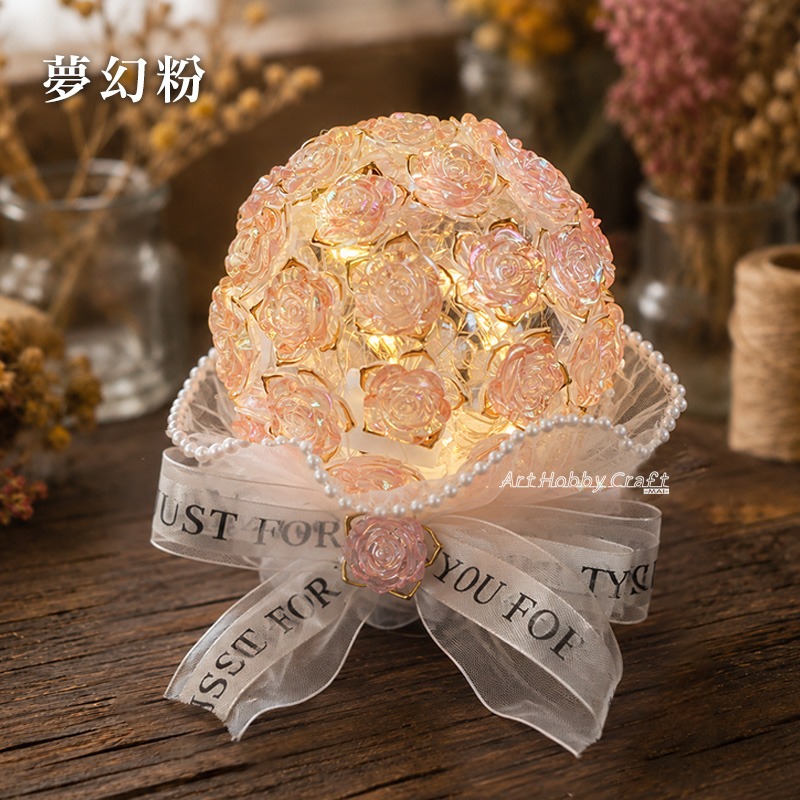 小麥手作舖︱玫瑰小夜燈材料包︱ 33朵金邊小夜燈 七夕情人節禮物 生日禮物 閨蜜禮物 節慶手作 DIY 手作材料包-規格圖10
