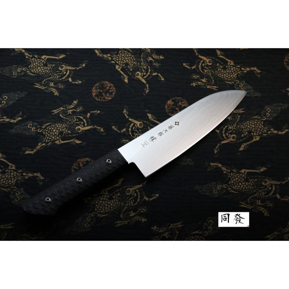 全新系列【上利鉅獻】日本製🇯🇵藤次郎 鎧 GAI 系列 170mm 大馬士革三德刀 三德鋼刀 菜刀 日本廚刀-細節圖7