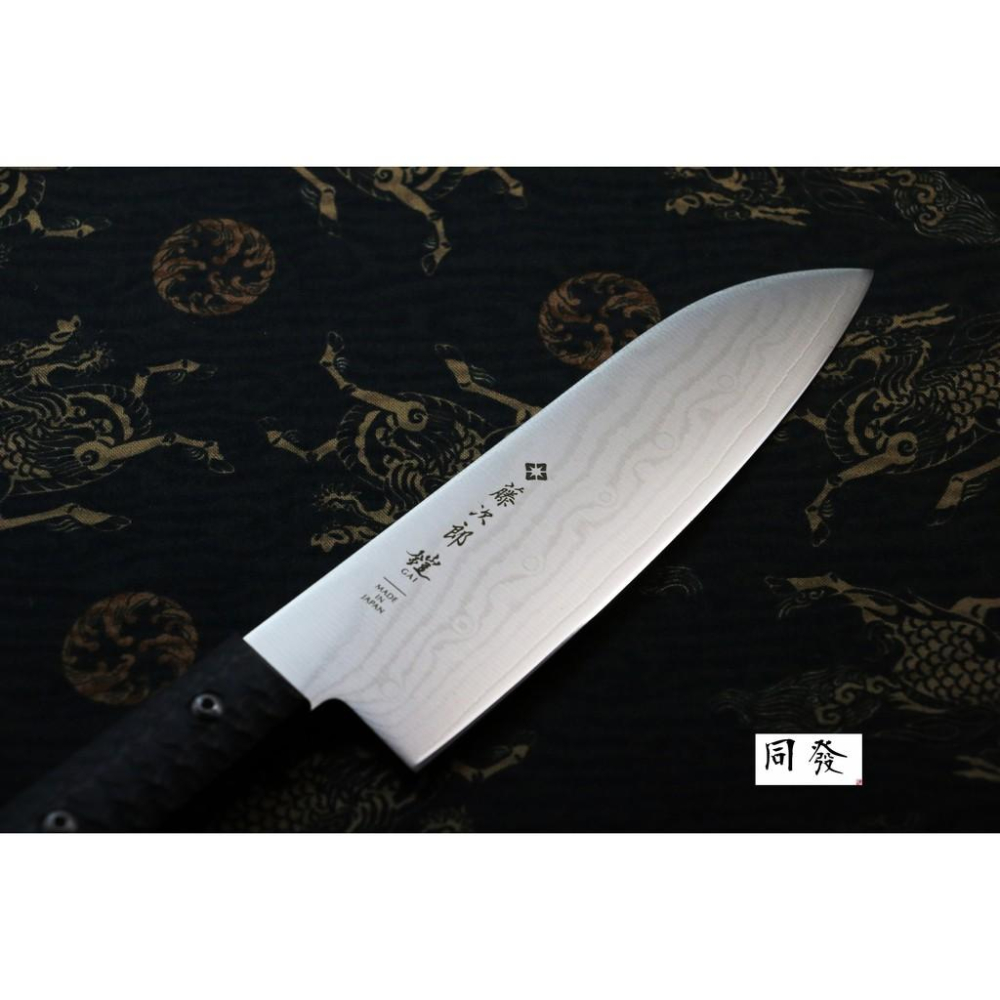 全新系列【上利鉅獻】日本製🇯🇵藤次郎 鎧 GAI 系列 170mm 大馬士革三德刀 三德鋼刀 菜刀 日本廚刀-細節圖8