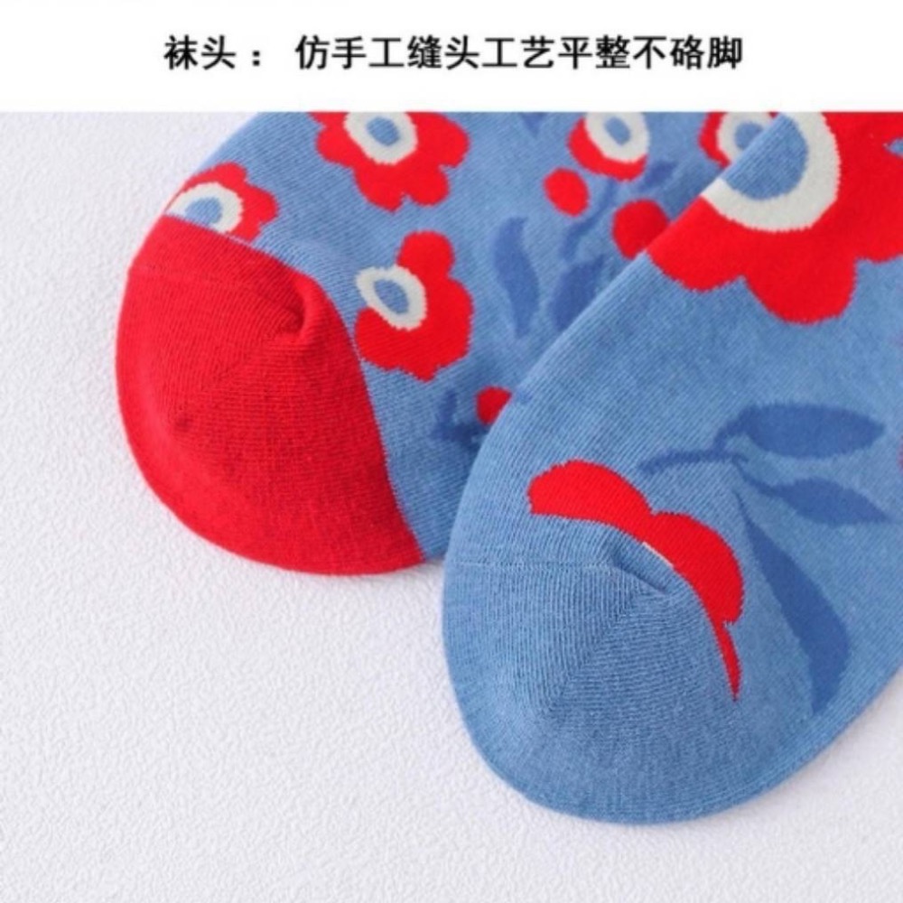 復古花漾中筒襪（左右不對襯）-細節圖6