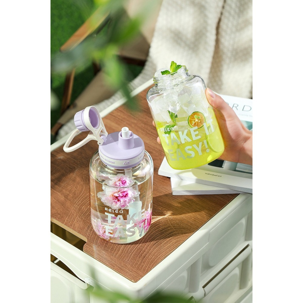 附背帶 【RELEA 物生物 】公司貨 輕酷 1000ml 玻璃隨身壺 大容量 隨身瓶 高硼矽 耐熱玻璃 三色可選-細節圖7