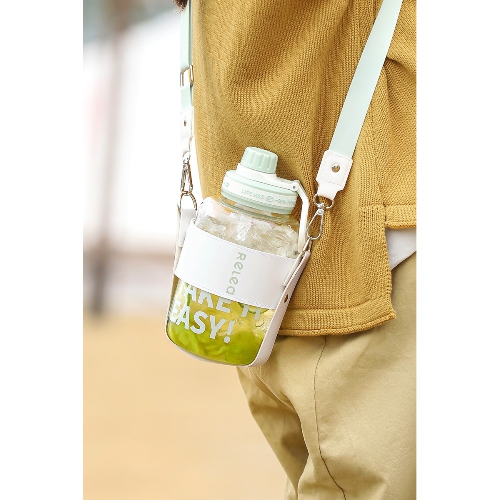 附背帶 【RELEA 物生物 】公司貨 輕酷 1000ml 玻璃隨身壺 大容量 隨身瓶 高硼矽 耐熱玻璃 三色可選-細節圖10
