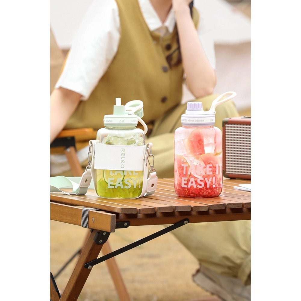 附背帶 【RELEA 物生物 】公司貨 輕酷 1000ml 玻璃隨身壺 大容量 隨身瓶 高硼矽 耐熱玻璃 三色可選-細節圖9