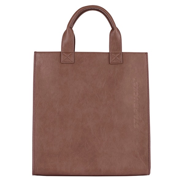 [星巴克] 深棕皮革中禮袋提袋 原價1200-細節圖2