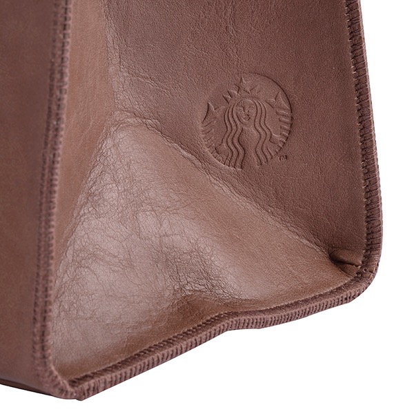 [星巴克] 深棕皮革中禮袋提袋 原價1200-細節圖4