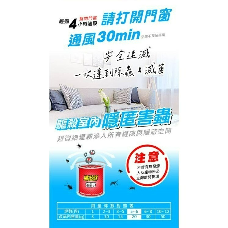 【速必效】殺菌型兩用煙寶(20g/盒)防治蚊子、蒼蠅、蟑螂、跳蚤、螞蟻、塵蟎、白蟻-細節圖5