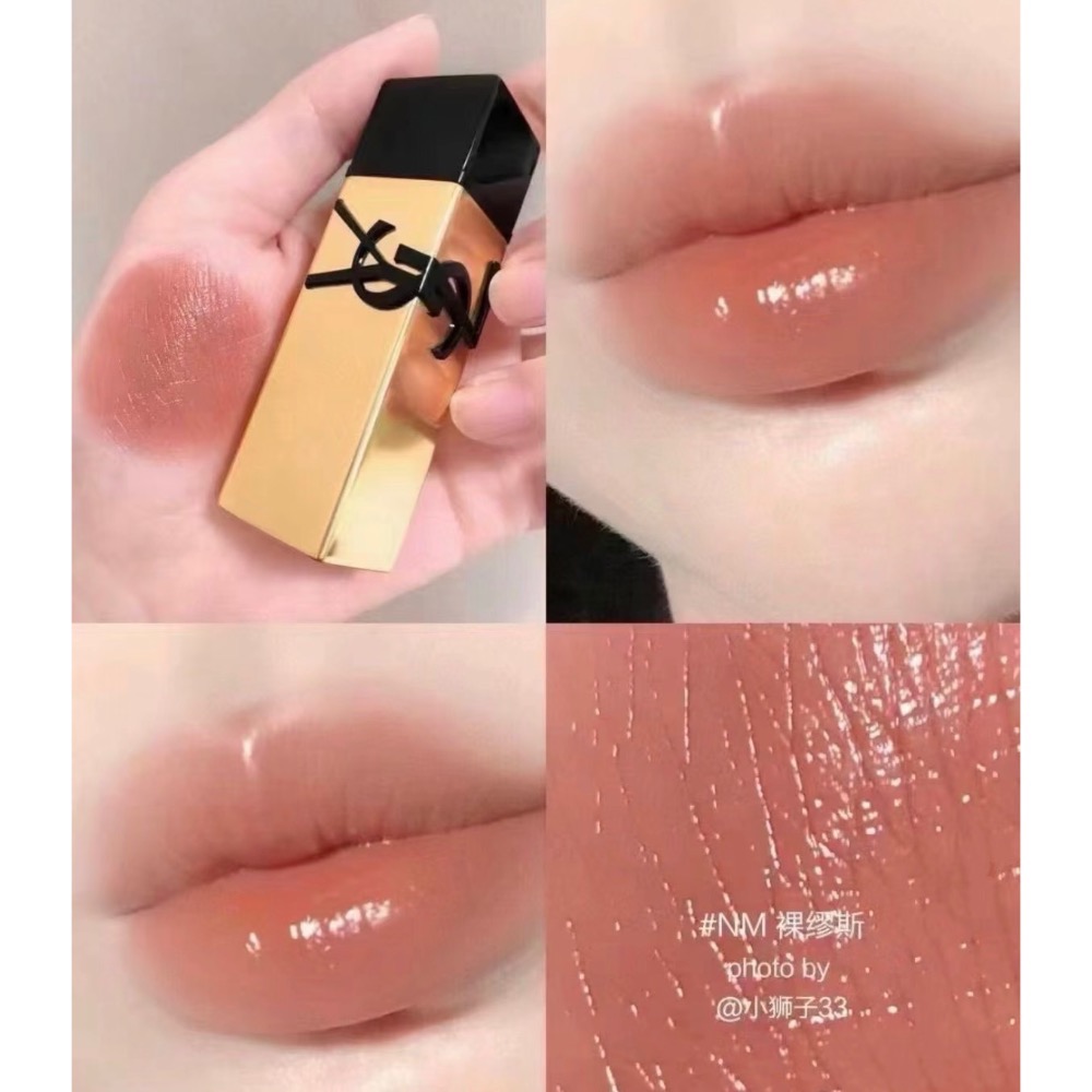 YSL 奢華緞面釉惑唇膏   金底黑字 #NM 裸謬思1.3g  中小樣-細節圖2