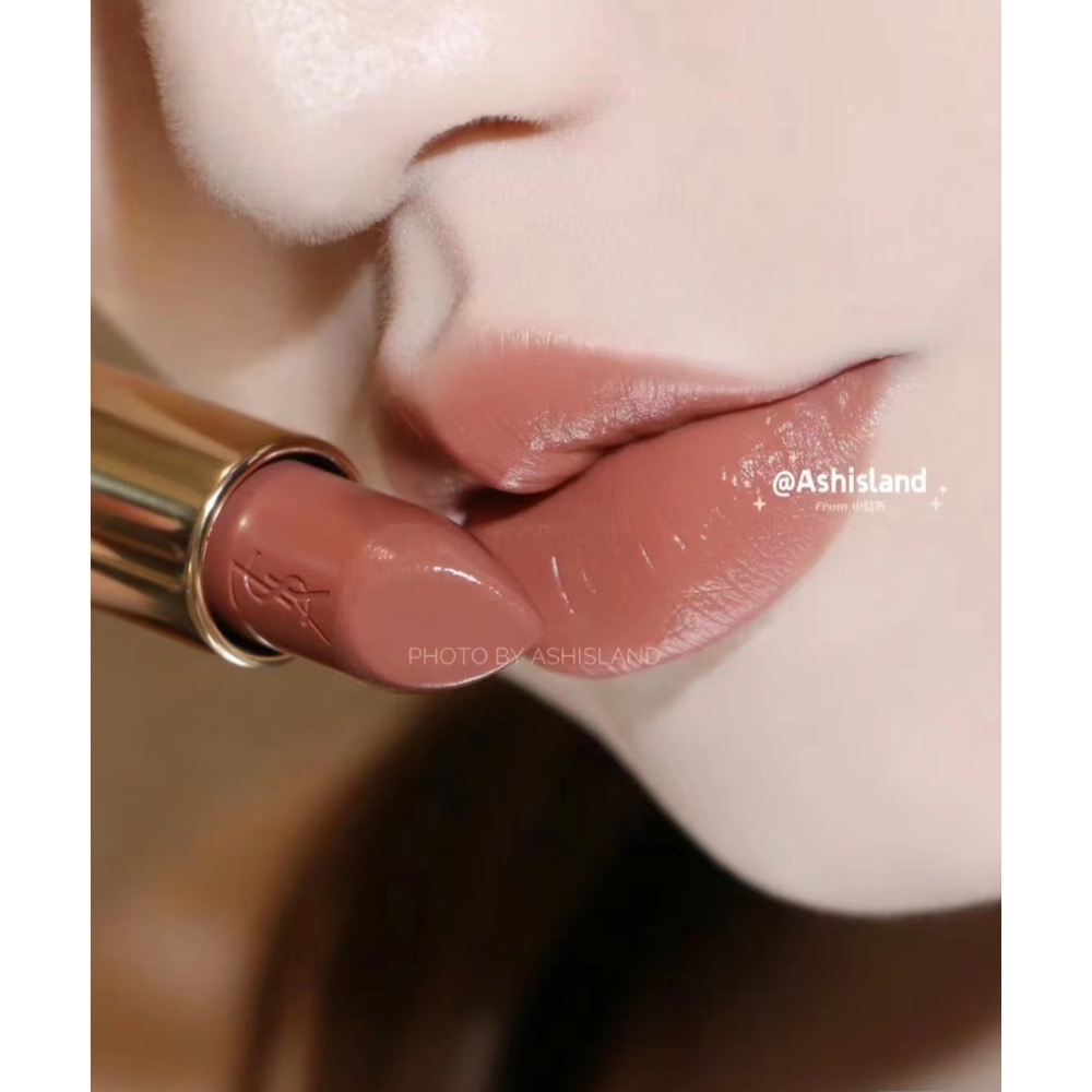 YSL 奢華緞面釉惑唇膏   金底黑字 #NM 裸謬思1.3g  中小樣-細節圖5