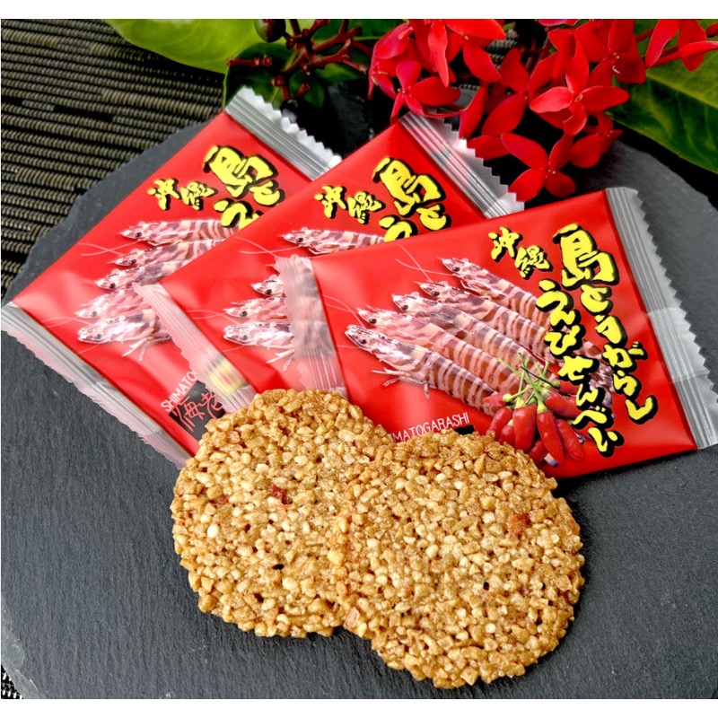 預計9月中到貨  🇯🇵沖繩 島唐辛子蝦餅乾 27片入 蝦餅-細節圖2