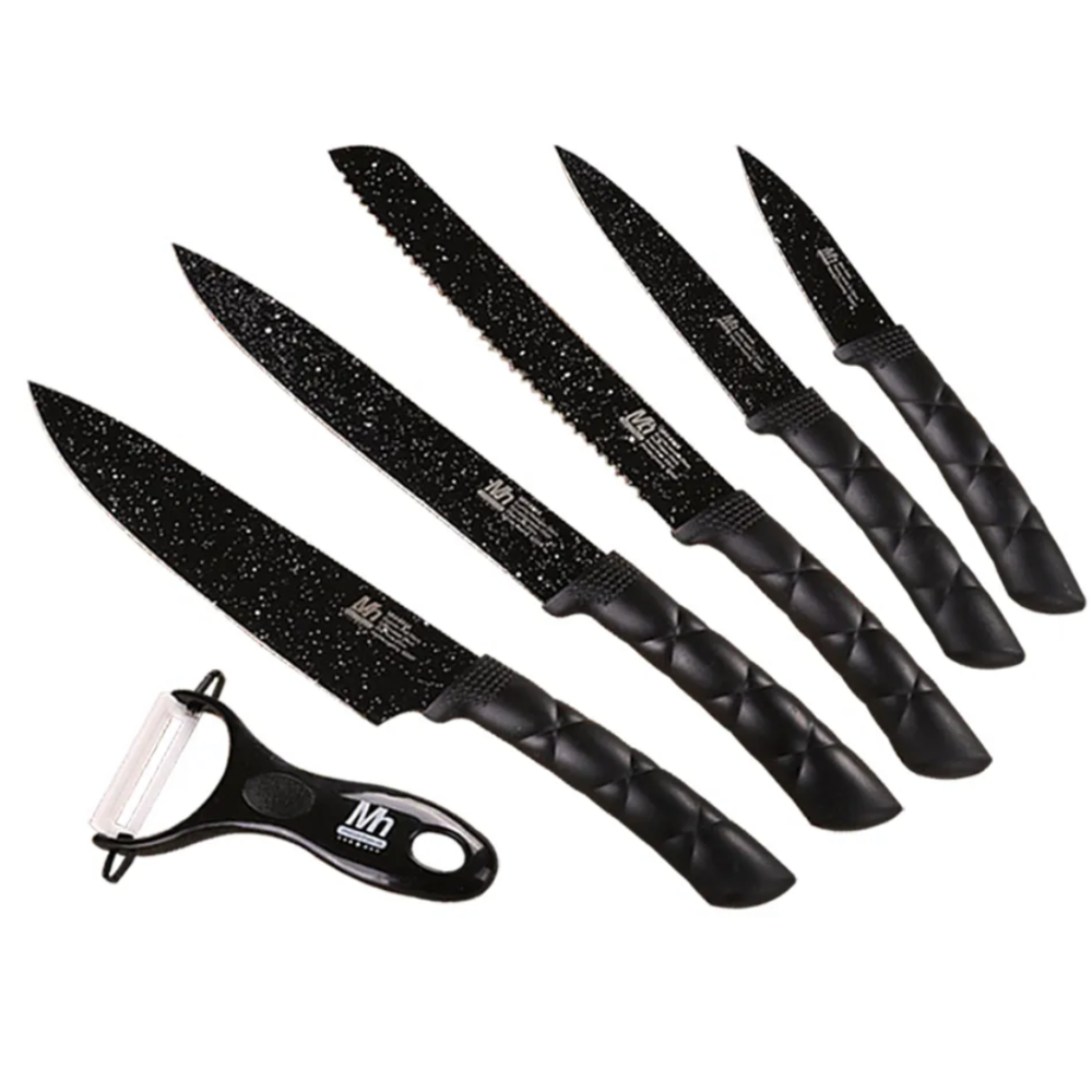 【童趣】ENNE 德國麥飯石塗層不鏽鋼六件刀具組(刀具 刀子 菜刀 不鏽鋼刀)-規格圖1