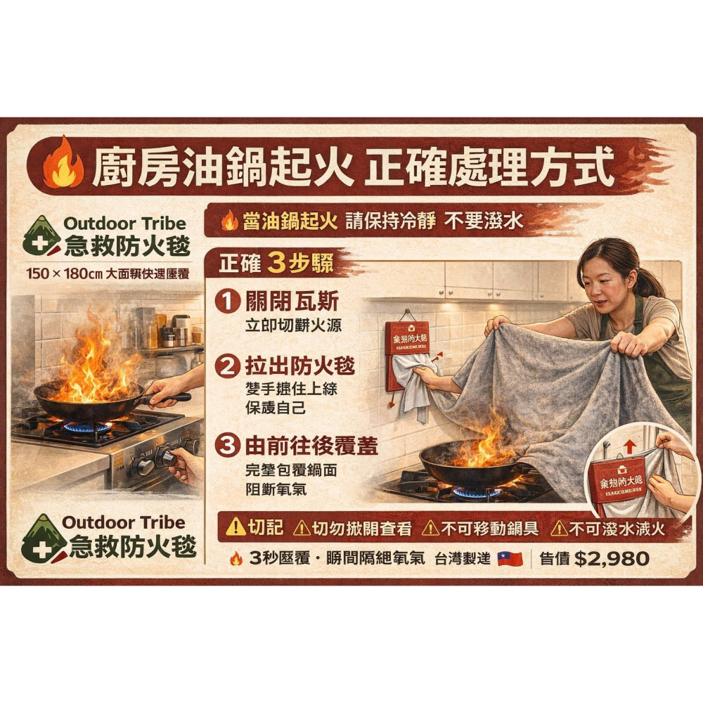 （現貨）OUTDOOR TRIBE 急救防火毯150×180cm 大面積快速壓覆-細節圖3