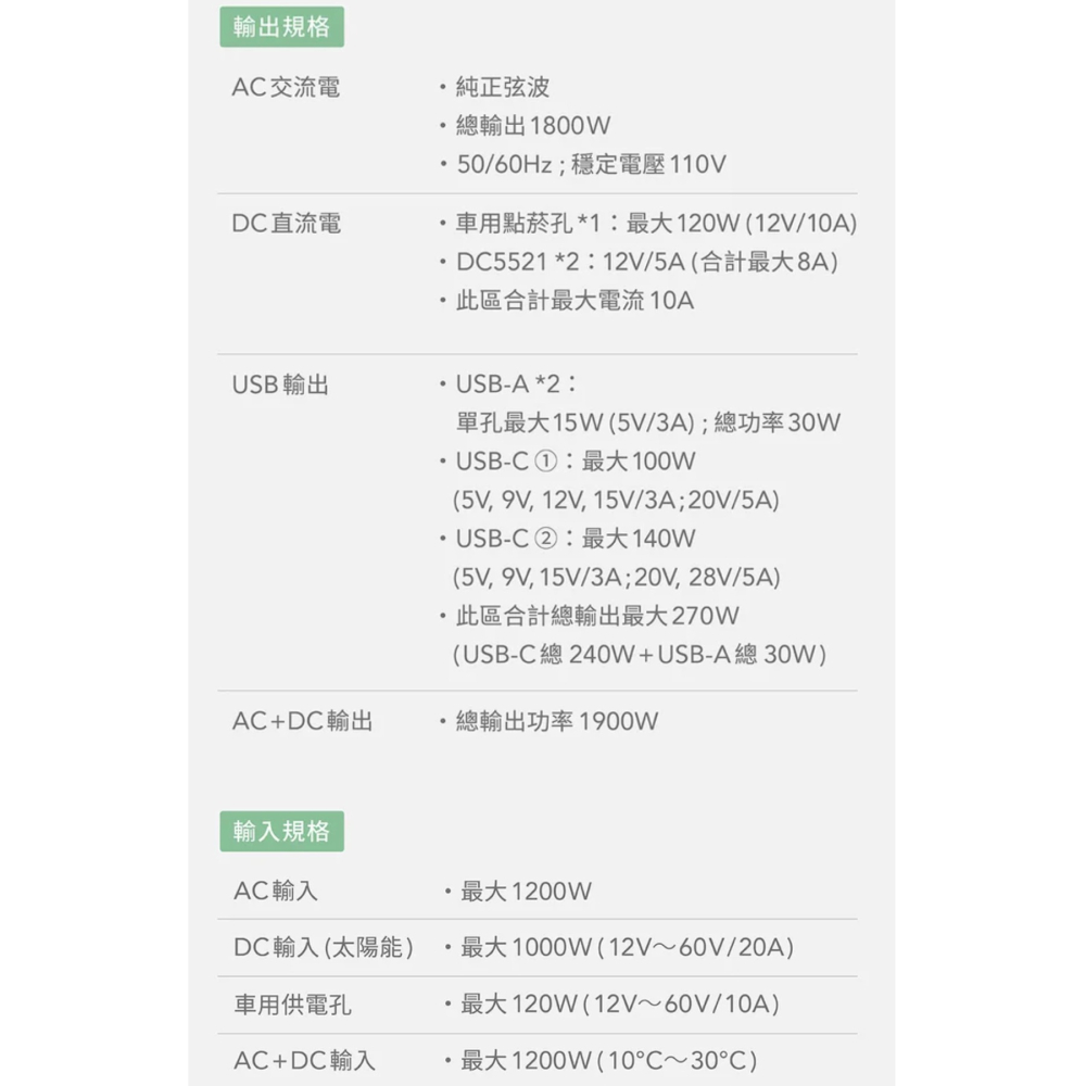【預購】BLUETTI 1800W 100V2電吉拉mini(黑/綠)-細節圖9