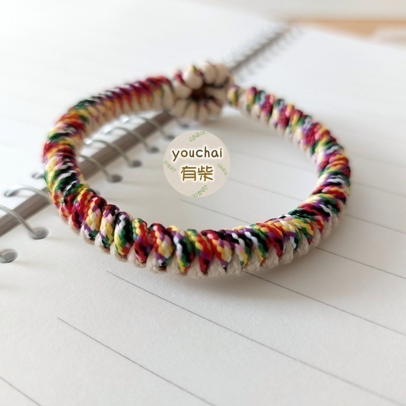 【youchai有柴】基本款-金剛結五色線七色線平安繩手繩手環．自選繩線色．韓國蠟線．手工編繩．紅繩手環．飾品小禮物-細節圖5