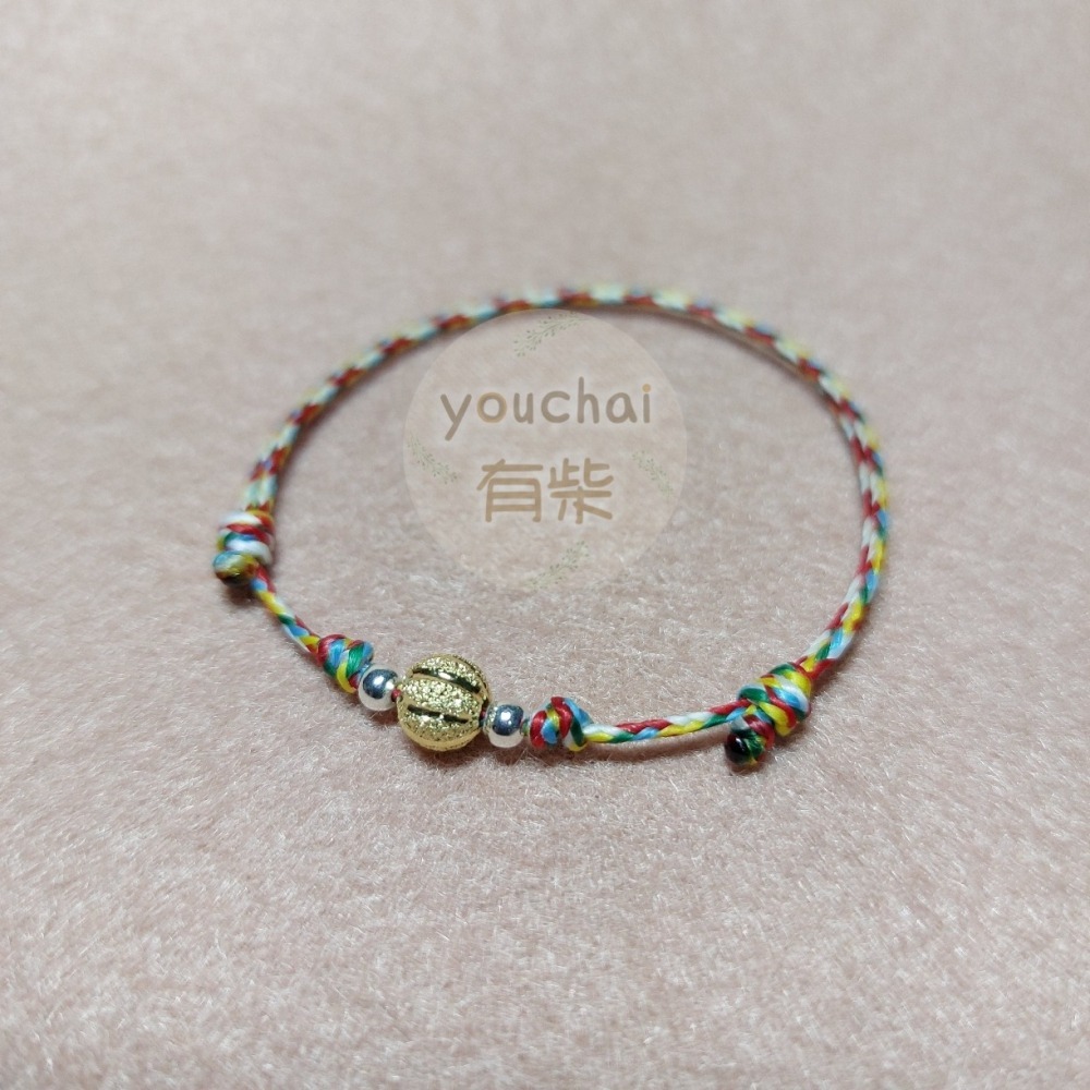 【youchai有柴】銀珠五色線防水蠟線平安繩手繩手環．腳繩腳環．紅繩手環．手工編繩．紅繩手環．飾品．小禮物-細節圖3